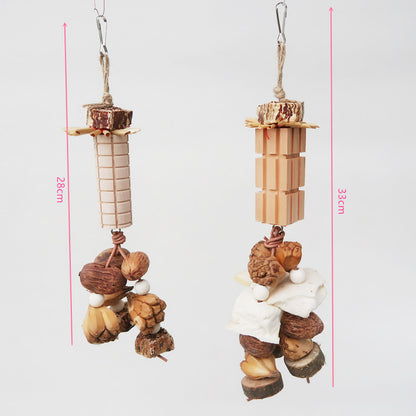 Wooden Parrot Chew Toy Hanging Natural Bird Cage Accessory 4