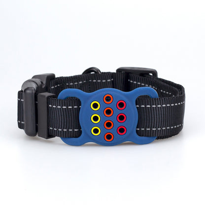 Adjustable Nylon Dog Collar with Silicone AirTag Holder M L 3