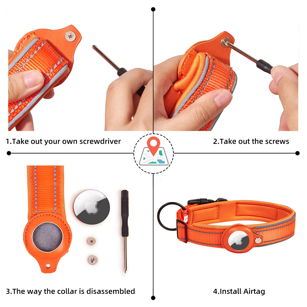Nylon AirTag Dog Collar Adjustable with Holder 4