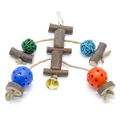 Wooden Parrot Chew Toy Set Hanging Natural Bird Cage Toys 7 Pack 5