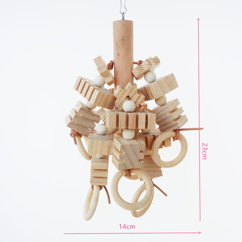 Wooden Parrot Chew Toy Molar Hanging Bird Cage Accessory 2