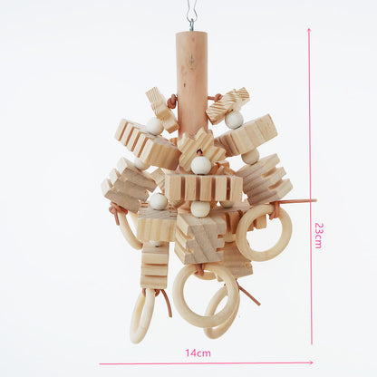 Wooden Parrot Chew Toy Molar Hanging Bird Cage Accessory 2