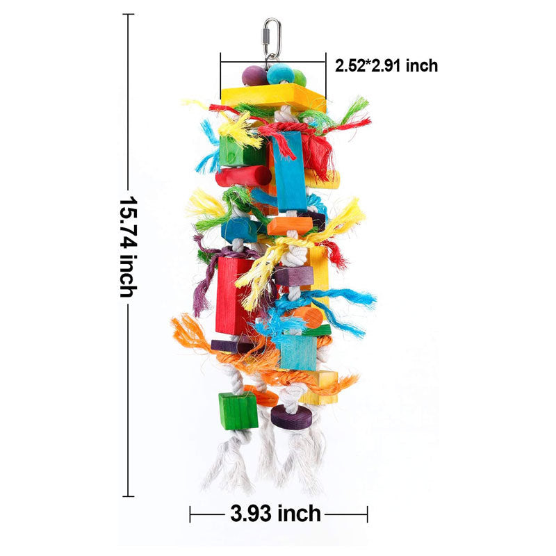 Wooden Parrot Chew Toy Hanging Bird Cage Pendant 25cm 2