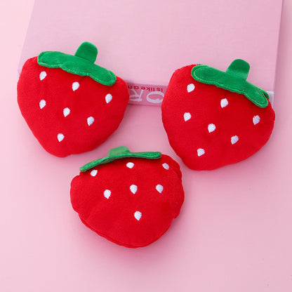 Strawberry Plush Dog Toy Soft Squeaky Fruit Shape 4