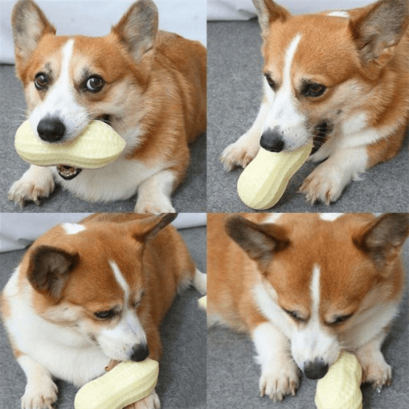 Peanut Shape Dog Chew Toy TPR Material Durable 13x6x5.5cm 2