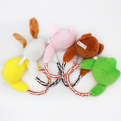 Cartoon Animal Head Plush Dog Toy Soft Rope Handle 2