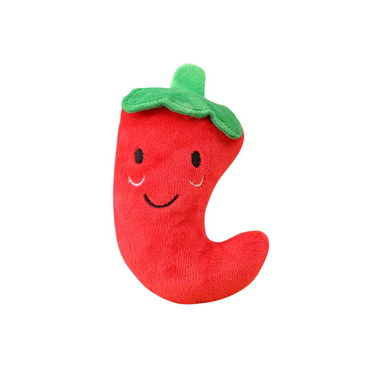 Plush Dog Toy Pepper Shape Soft Interactive Chew Toy