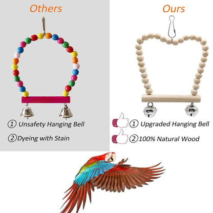Wooden Parrot Toy Set Perch Swing Hanging 8 Pack 3
