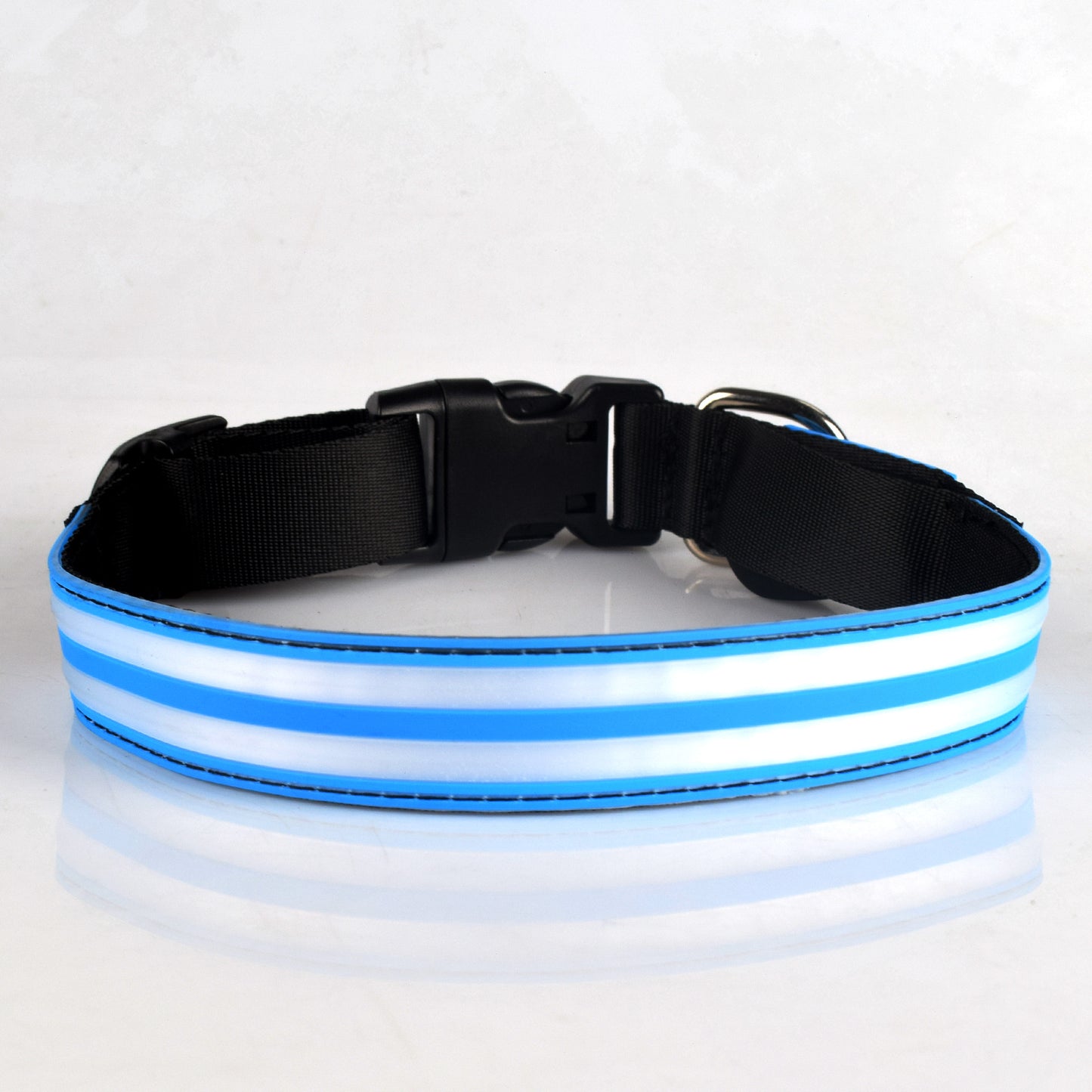 Adjustable Nylon LED Dog Collar Glow in the Dark Light Up 8