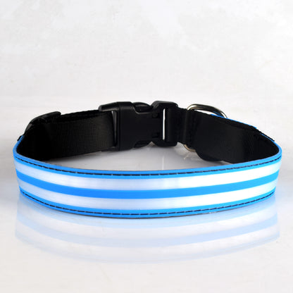 Adjustable Nylon LED Dog Collar Glow in the Dark Light Up 8