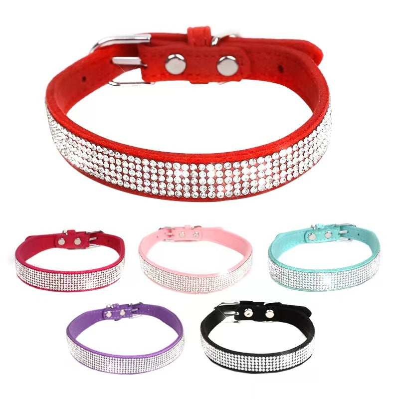 Sparkling Rhinestone Nylon Dog Collar Adjustable Sizes