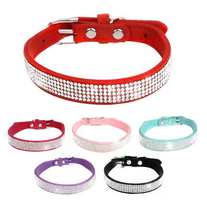Sparkling Rhinestone Nylon Dog Collar Adjustable Sizes