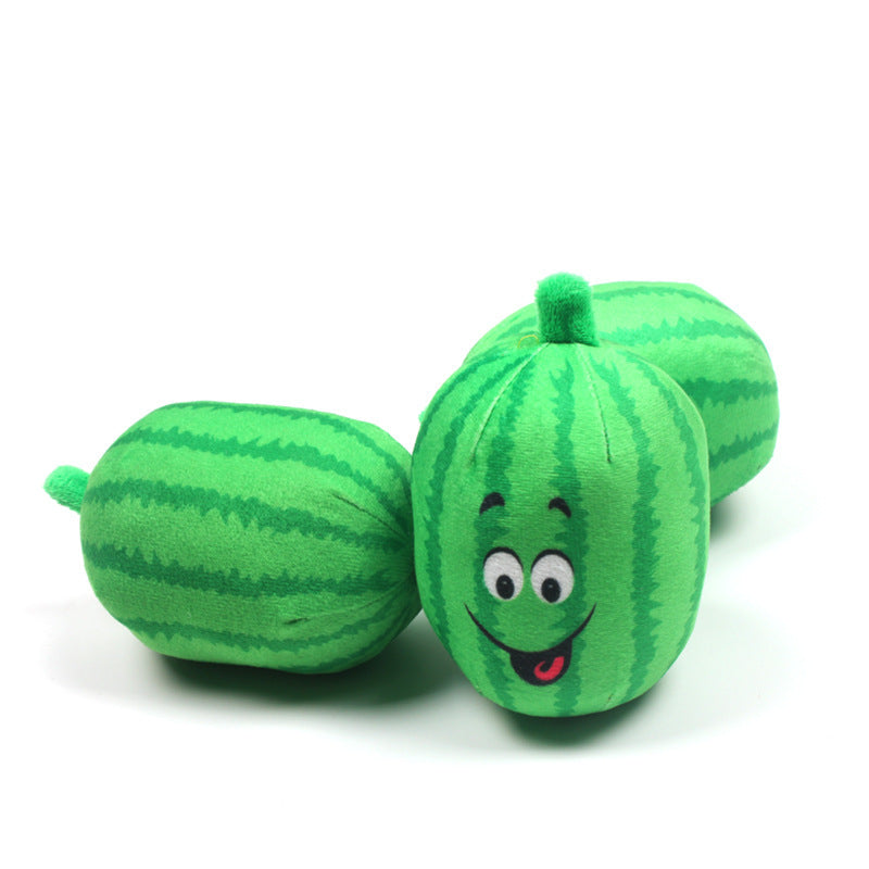 Watermelon Plush Dog Toy Soft Squeaky Interactive Toy 3