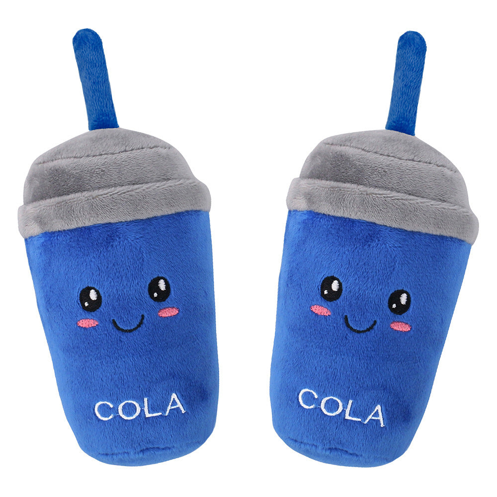 Plush Dog Toy Cola Bubble Tea Soft Squeaky Fun 2