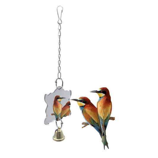 Acrylic Parrot Mirror Toy Pendant Chain Hanging Cage Accessory