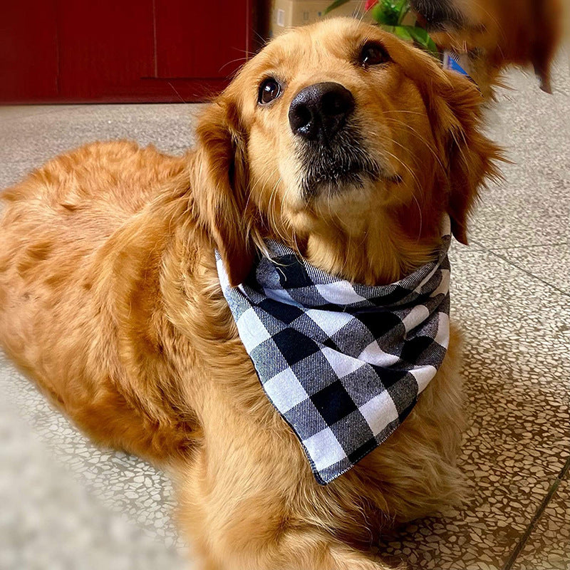 Plaid Cotton Dog Bandana Adjustable Triangle Scarf 2