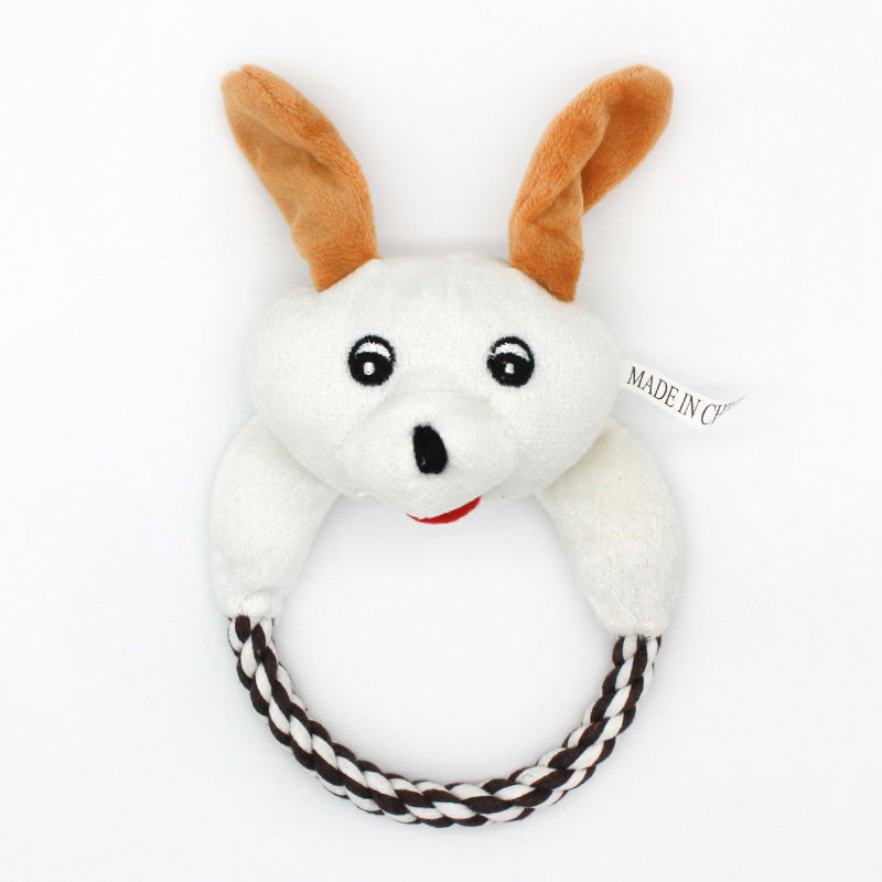Cartoon Animal Head Plush Dog Toy Soft Rope Handle 8