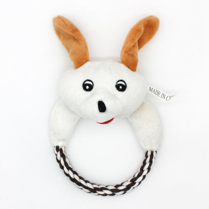 Cartoon Animal Head Plush Dog Toy Soft Rope Handle 8