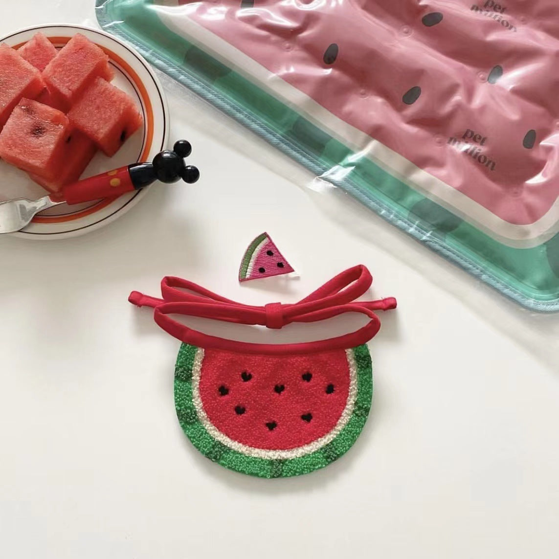 Wool Dog Bandana Watermelon Design Adjustable Size 3