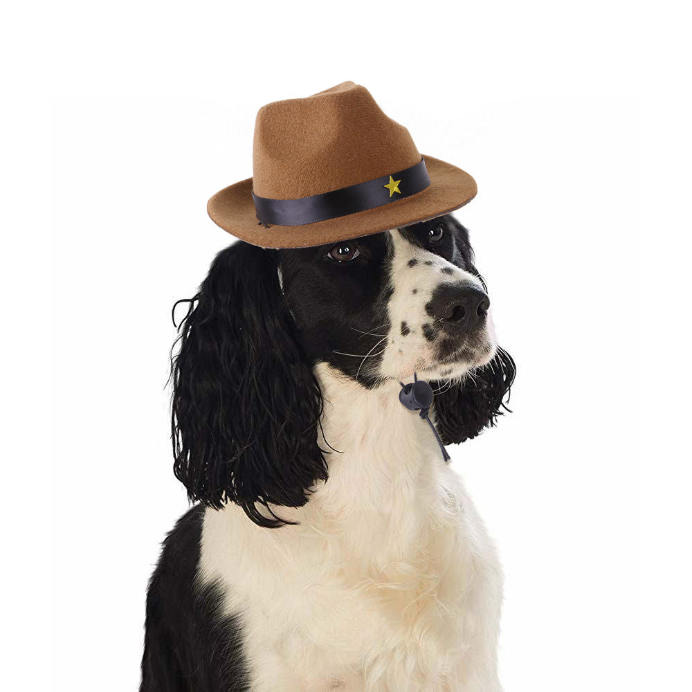 Polyester Dog Cowboy Hat with Star Trim Accessory 2