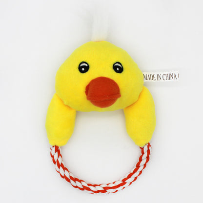 Cartoon Animal Head Plush Dog Toy Soft Rope Handle 4