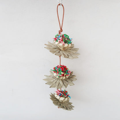 Woven Palm Leaf Parrot Chew Toy Sunflower Hanging String 5