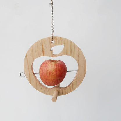 Wooden Parrot Feeder Hanging Bird Food Holder with Stainless Steel Fork 5
