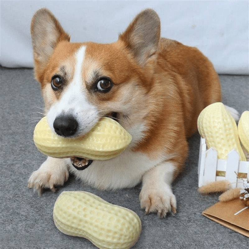 Peanut Shape Dog Chew Toy TPR Material Durable 13x6x5.5cm