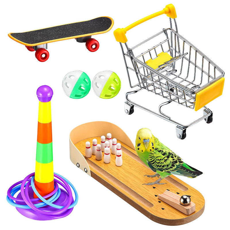 Plastic Parrot Toy Trolley Skateboard Set 6 Pack
