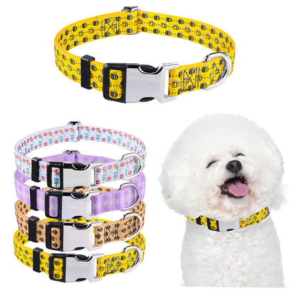 Polyester Dog Collar Cartoon Printed Adjustable Sizes XS to L 2