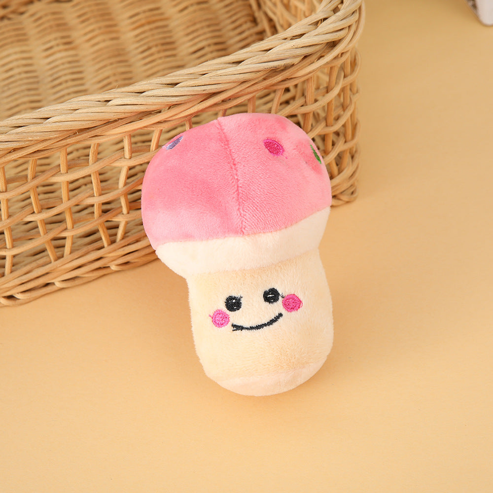 Plush Mushroom Dog Toy Soft Squeaky Interactive 10x5cm 3