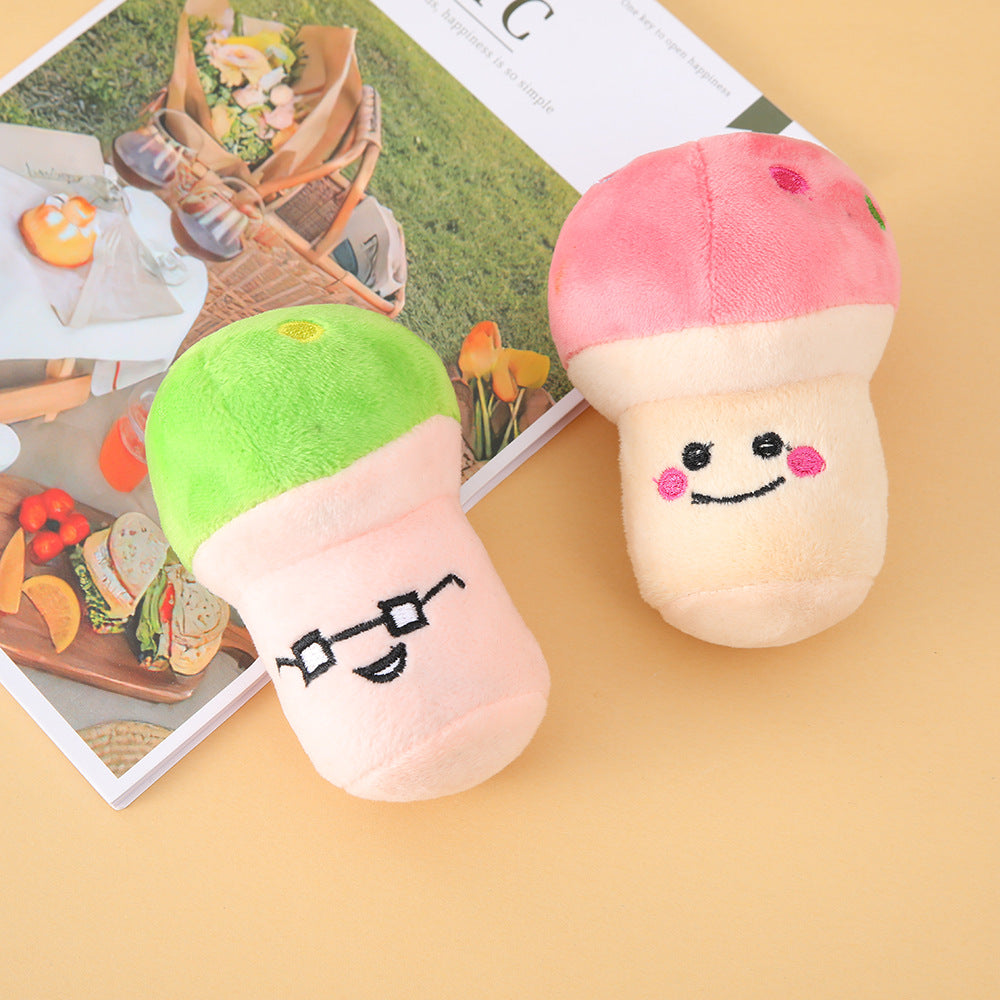 Plush Mushroom Dog Toy Soft Squeaky Interactive 10x5cm 4