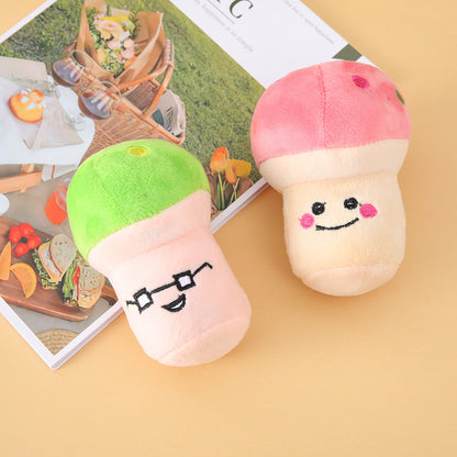 Plush Mushroom Dog Toy Soft Squeaky Interactive 10x5cm 4