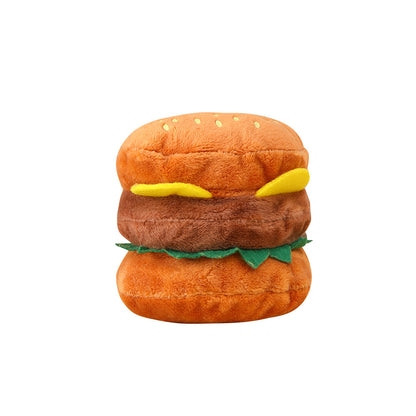 Plush Dog Toy Hamburger Molar Soft Chew Toy 9.5x8.5cm 5