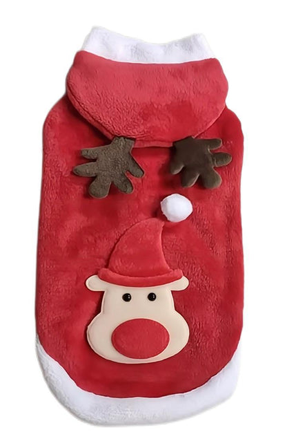 Coral Fleece Dog Clothes Christmas Santa Elk Flannel Hoodie 7