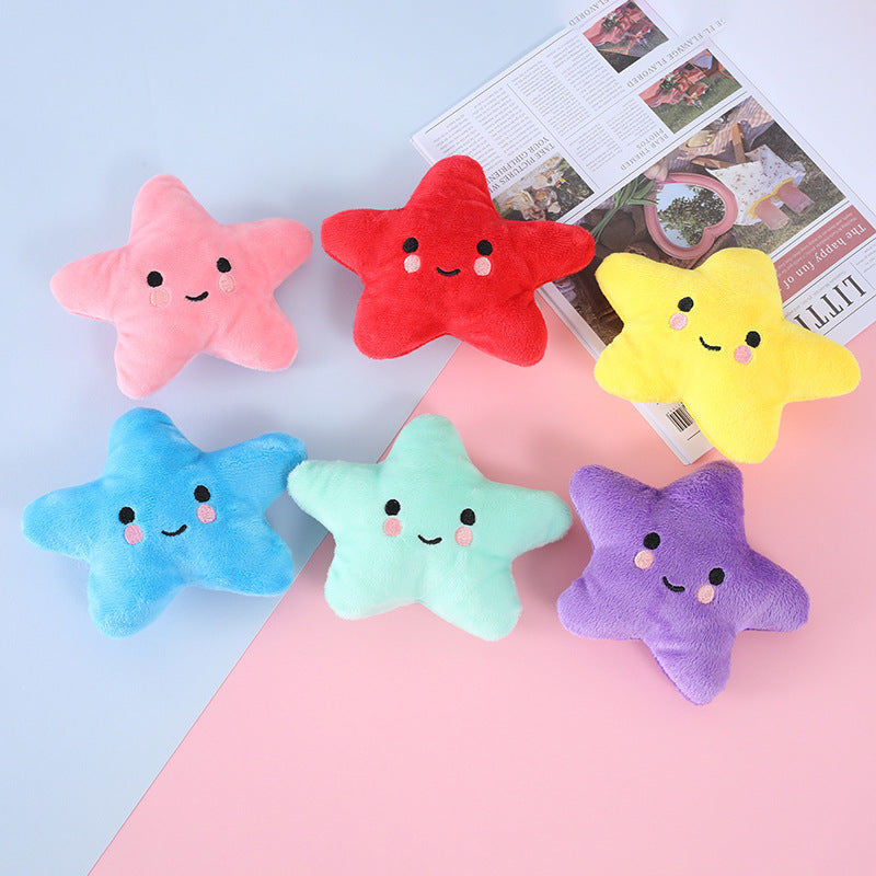 Five-Pointed Star Plush Dog Chew Toy with Squeaker 13x10cm 2