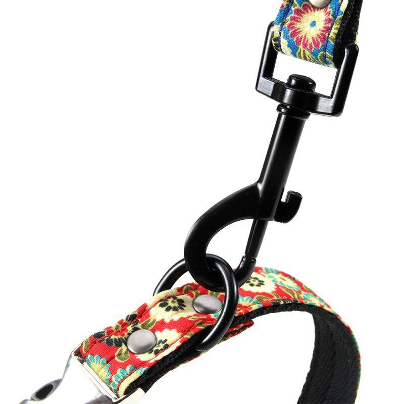 Polyester Floral Dog Collar Adjustable Small Medium Large 3