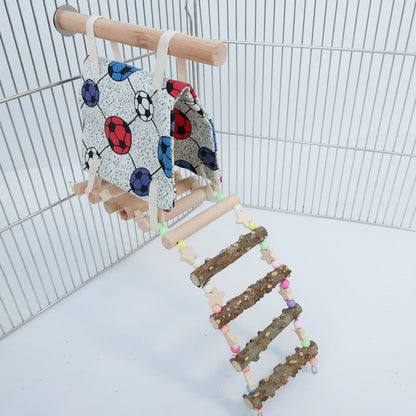 Canvas Bird Nest Ladder Wooden Cotton Climbing Toy for Parrots 2