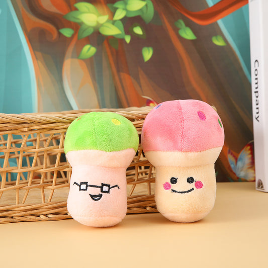 Plush Mushroom Dog Toy Soft Squeaky Interactive 10x5cm
