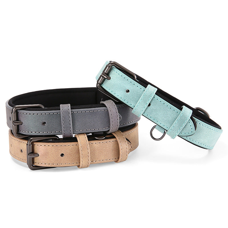 Reflective Artificial Leather Dog Collar Adjustable Sizes 3