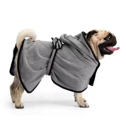 Absorbent Dog Bathrobe Fiber Material with Hood and Tie Closure 5