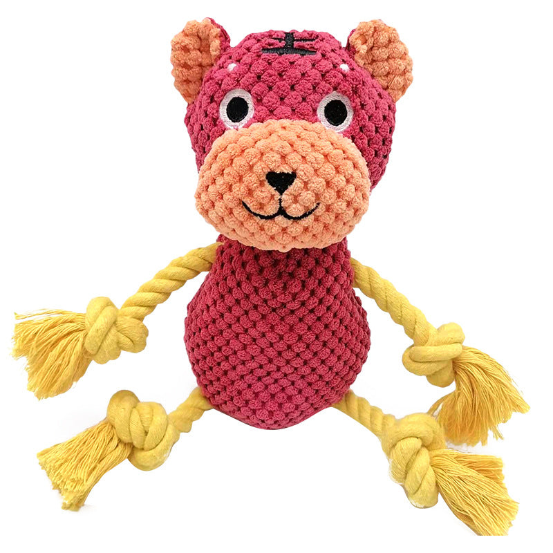 Plush Panda Dog Toy Cotton Rope Soft Squeaky 2