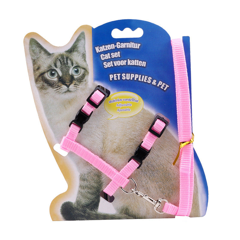 Nylon Cat Traction Rope Adjustable Chest and Neck Size 10