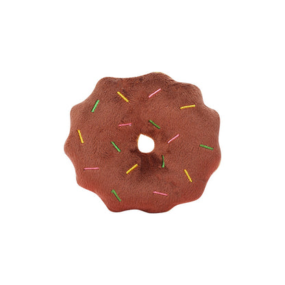 Squeaky Plush Dog Toy Donut Shape Soft Interactive 5