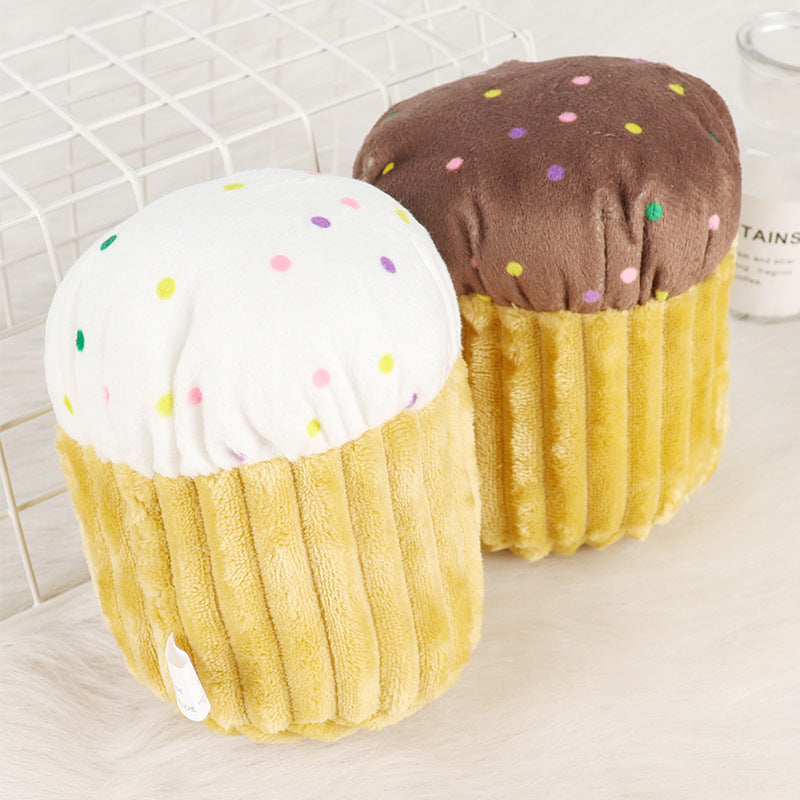 Crystal Soft Cone Cake Plush Dog Chew Toy 2