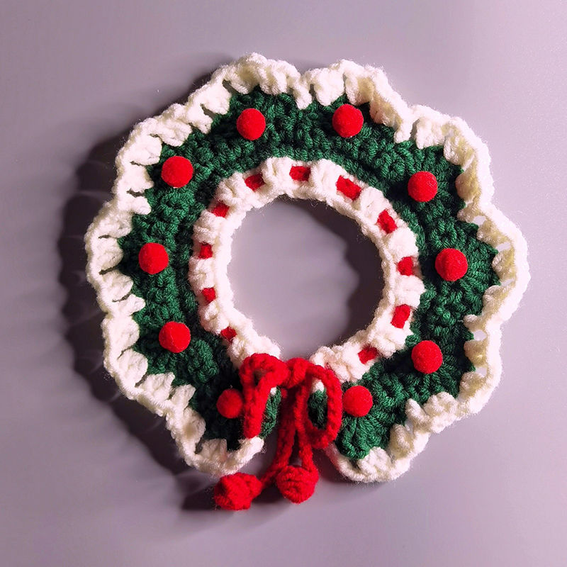 Handmade Knitted Cat Collar Christmas Scarf for Cats 6
