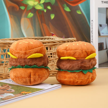 Plush Dog Toy Hamburger Molar Soft Chew Toy 9.5x8.5cm 2