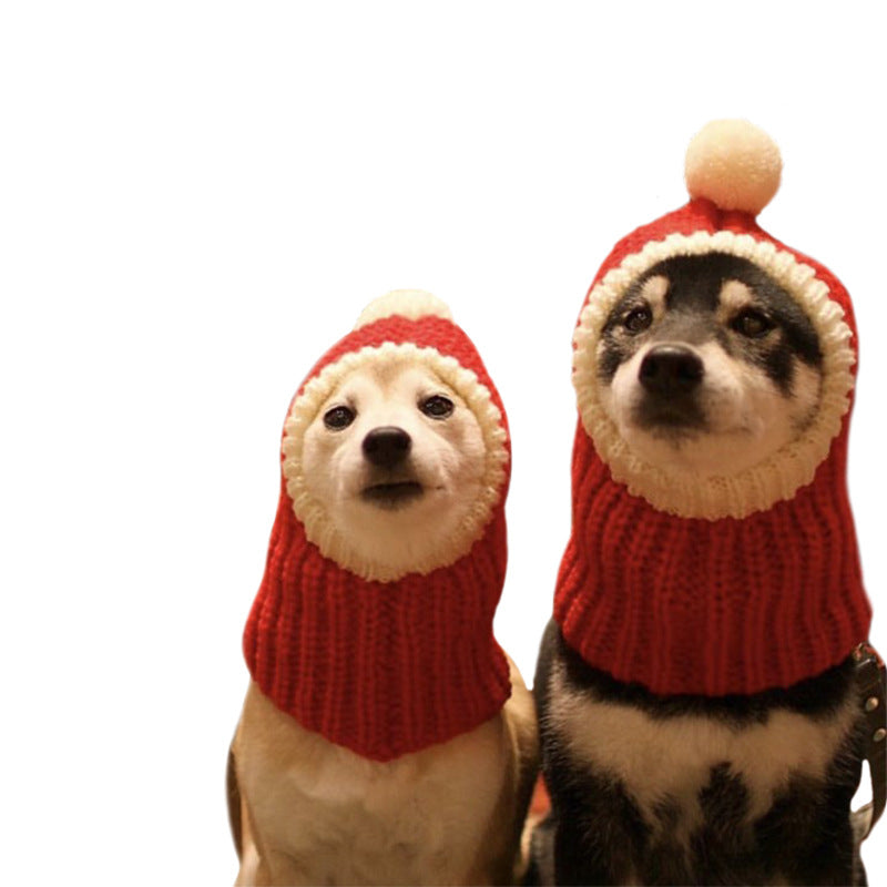 Hand Knitted Dog Hat Christmas Pom Pom Cozy Cover 4