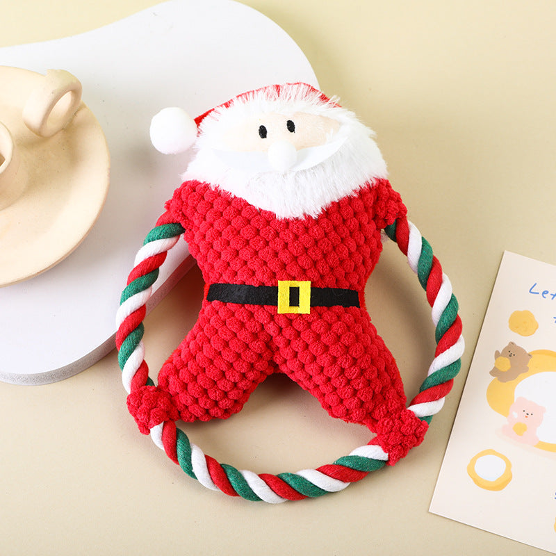 Plush Cotton String Dog Toy Christmas Holiday Design 6