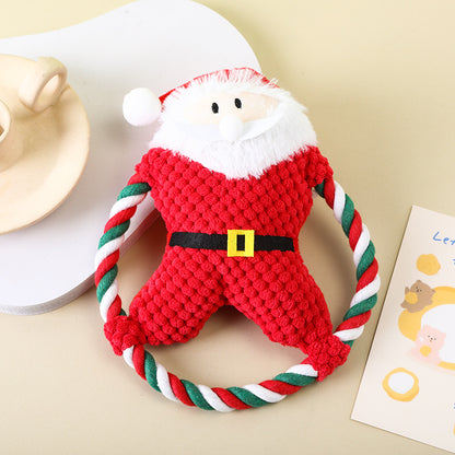 Plush Cotton String Dog Toy Christmas Holiday Design 6
